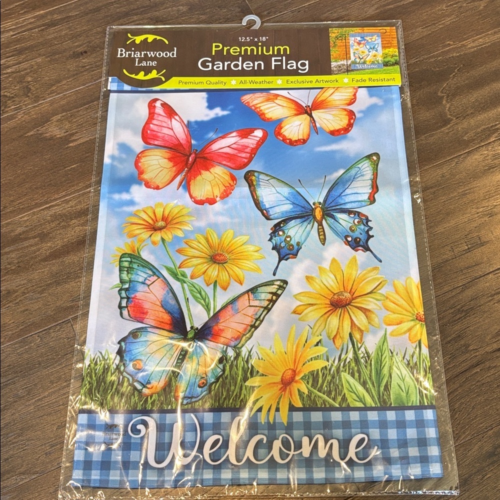 Briarwood Lane Butterfly Garden Welcome Outdoor Flag,all weather, fade resistant